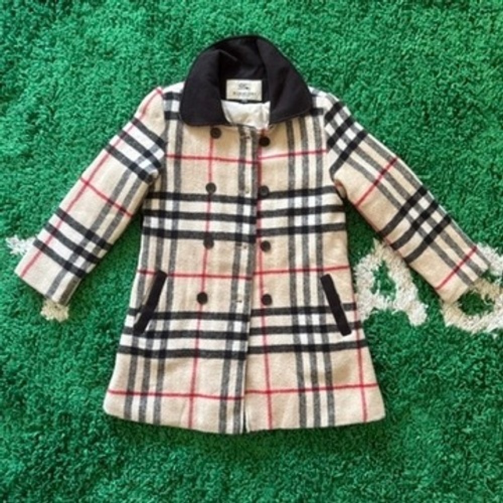 Burberry‎ London XXL Plaid Wool Blend Coat Jacket Double Breasted